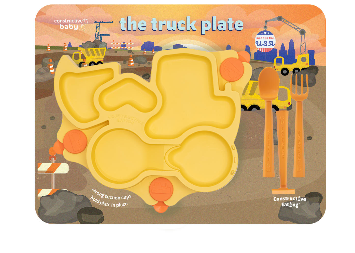 Truck Suction Plate and Training Utensils: Yellow Truck Plate