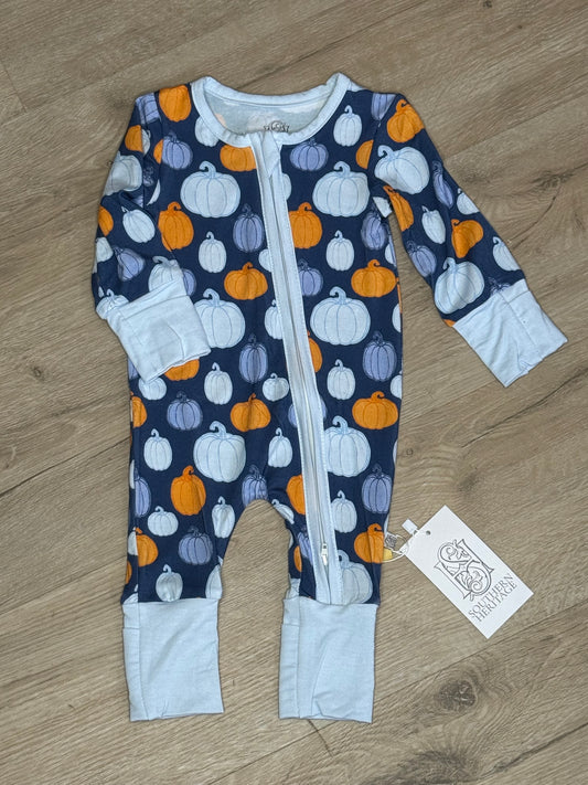 Boys Bamboo Pumpkin Patch Blues Double Zipper Sleeper