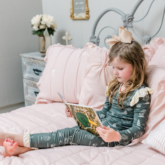 Girls Bamboo Hunter Toile Ruffle Set