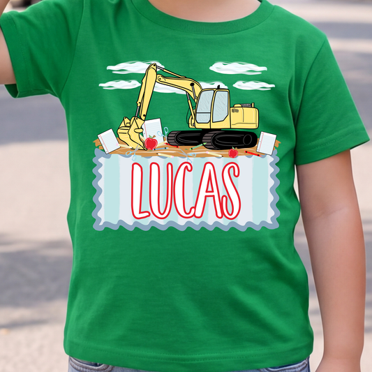 Excavator Back To School Name Tee - TYPE NAME IN NOTES BOX AT CHECKOUT