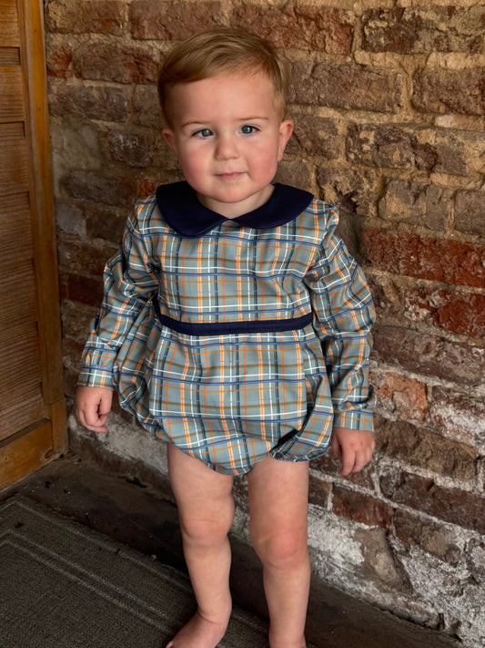Heritage Plaid Ollie Collared Long Sleeve Boy Bubble