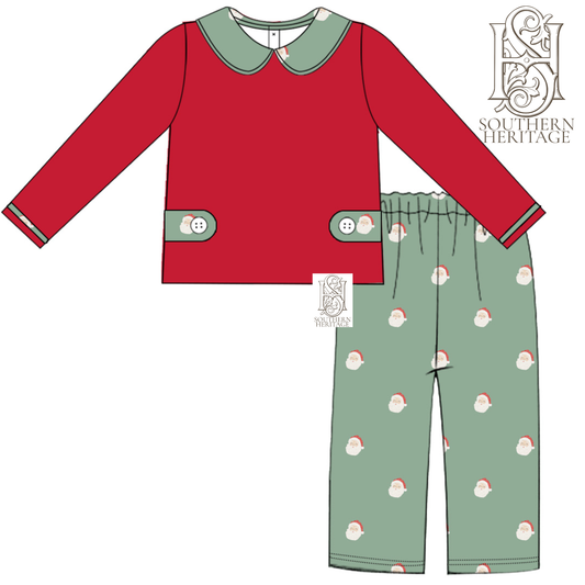 PREORDER Classic Santa Boys Ryder Collared Pants Set