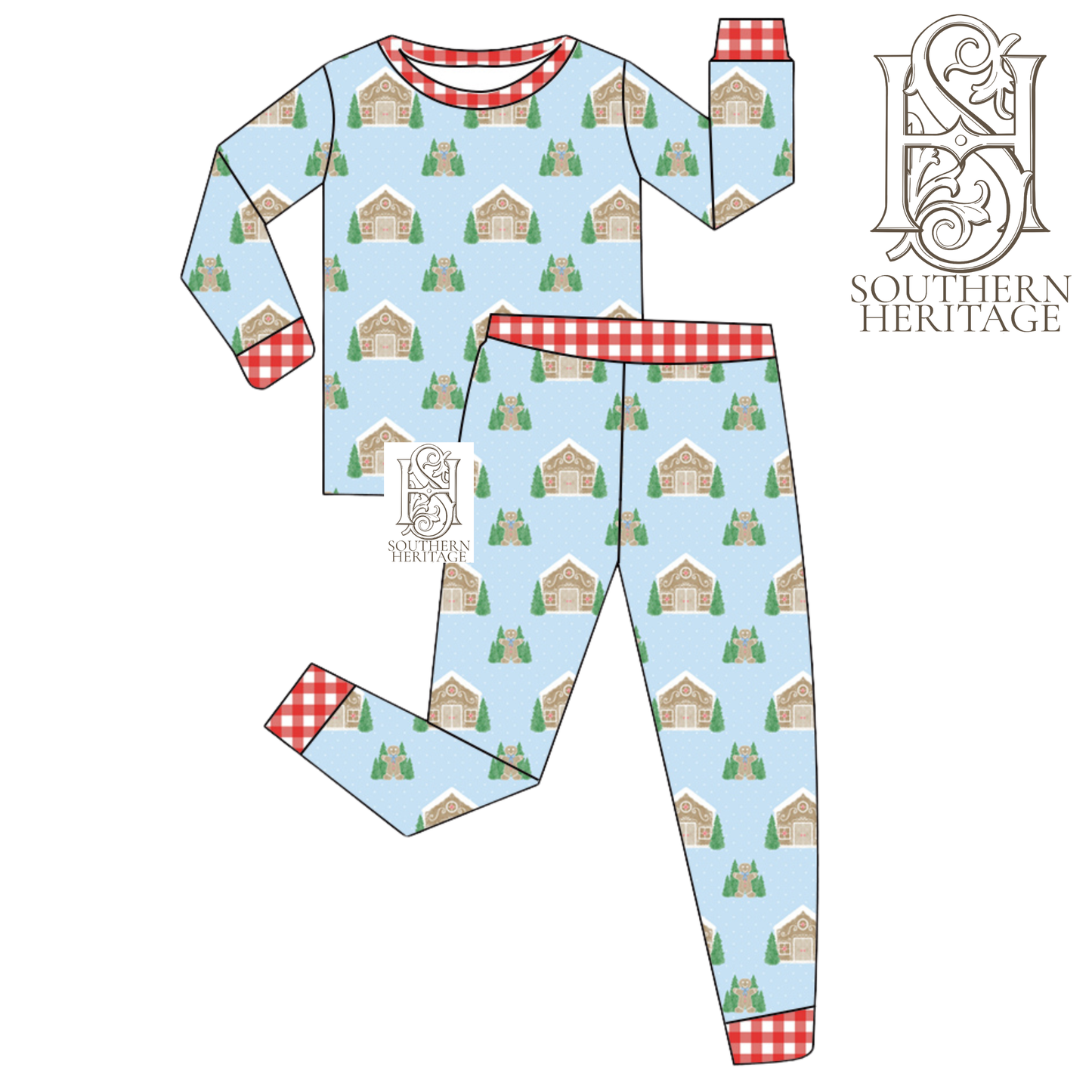 PREORDER Gingerbread Cottage Boys Bamboo Pajama Set