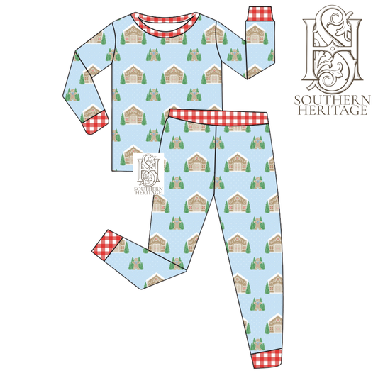 PREORDER Gingerbread Cottage Boys Bamboo Pajama Set