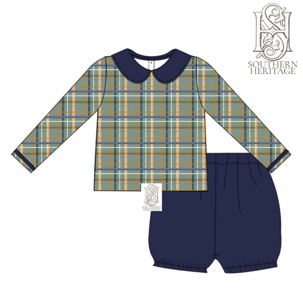 Boys Heritage Plaid Riley Collared Short Set