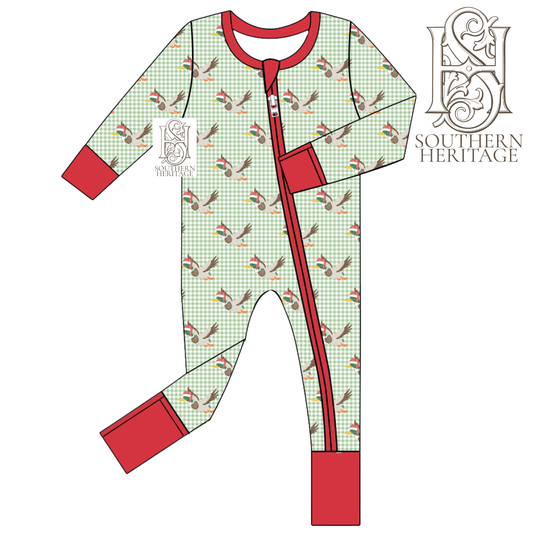 PREORDER Duck Claus Boys Bamboo Double Zipper Sleeper