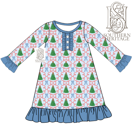 PREORDER Heirloom Holiday Girls Bamboo Ruffle Sleep Gown