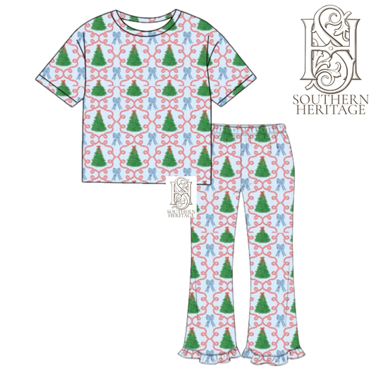 PREORDER Heirloom Holiday Women's Bamboo Ruffle Pant Set