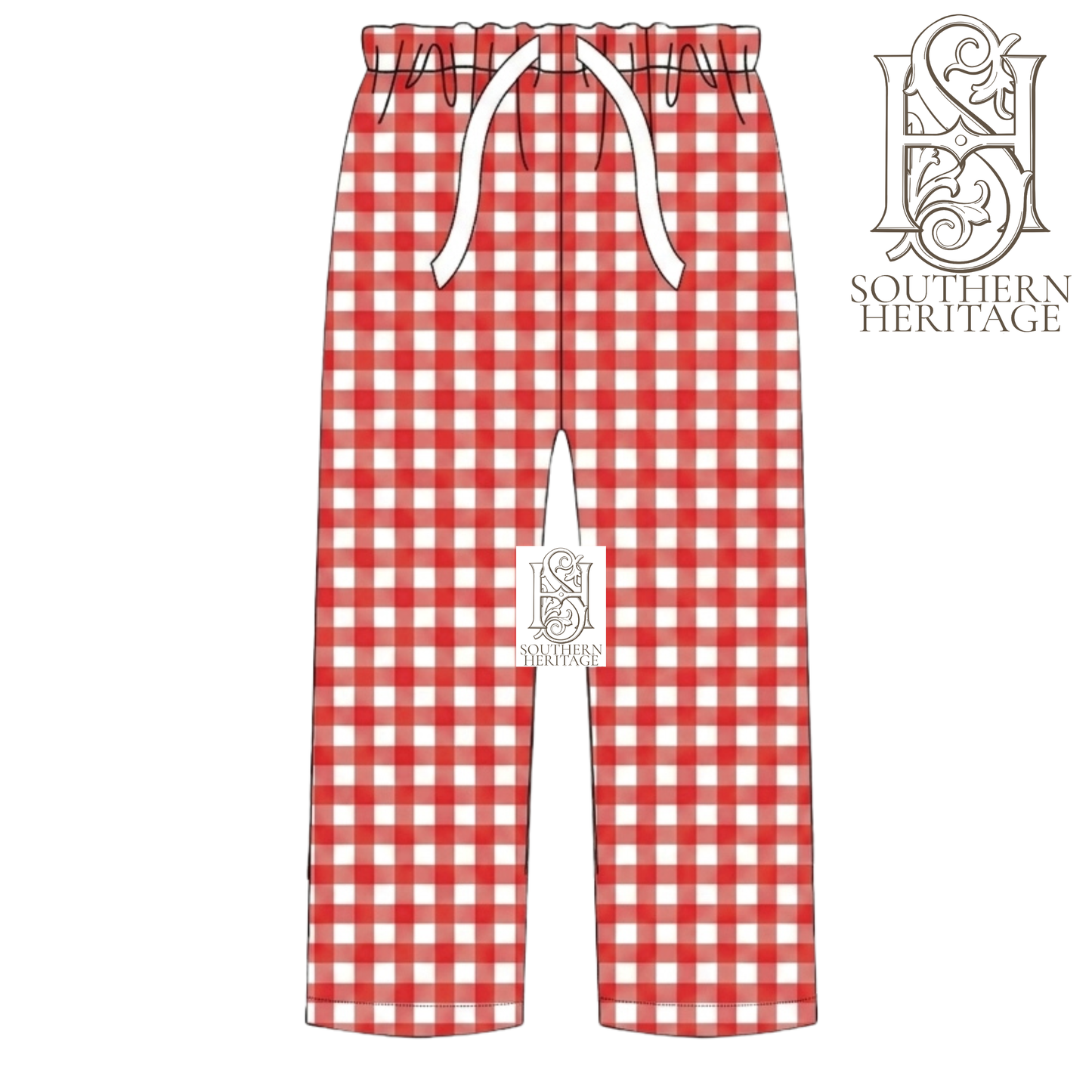 PREORDER Red Gingham Men's Bamboo Pants