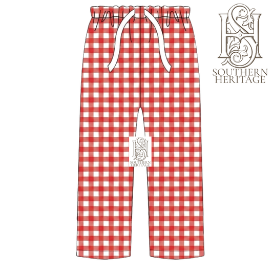 PREORDER Red Gingham Men's Bamboo Pants